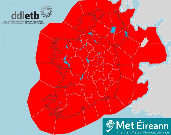 Red Weather Warning DDLETB Closures