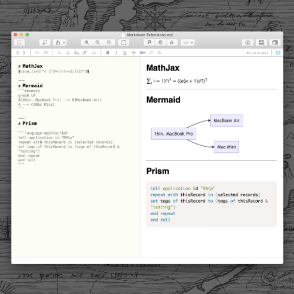 Markdown-Datei mit erweiterter Syntax.