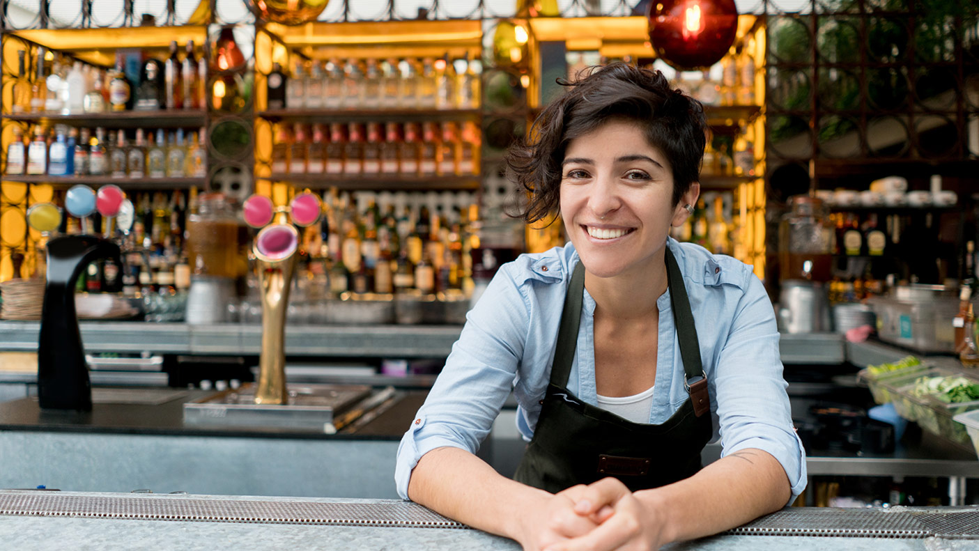 Bartender working at a bar