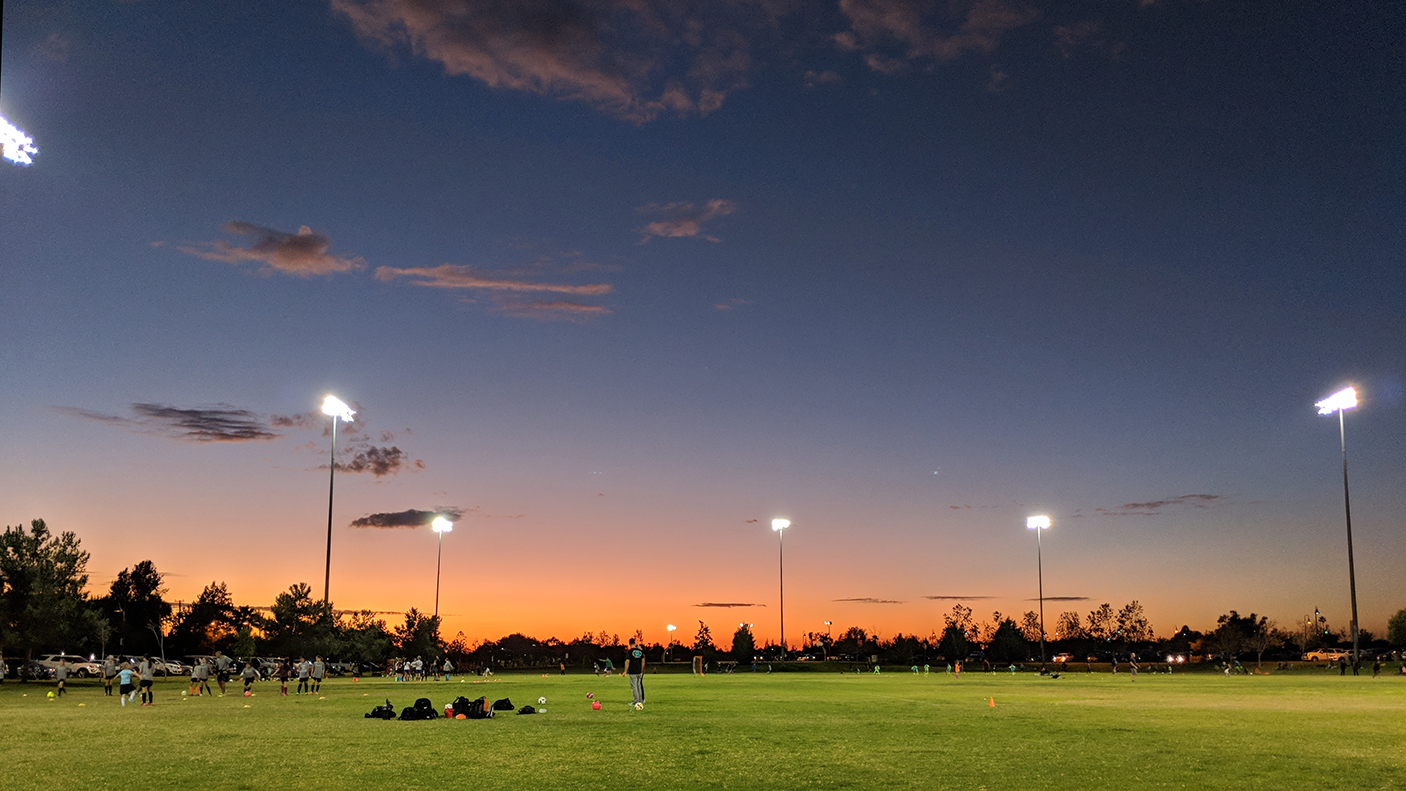 Flood lights on an oval