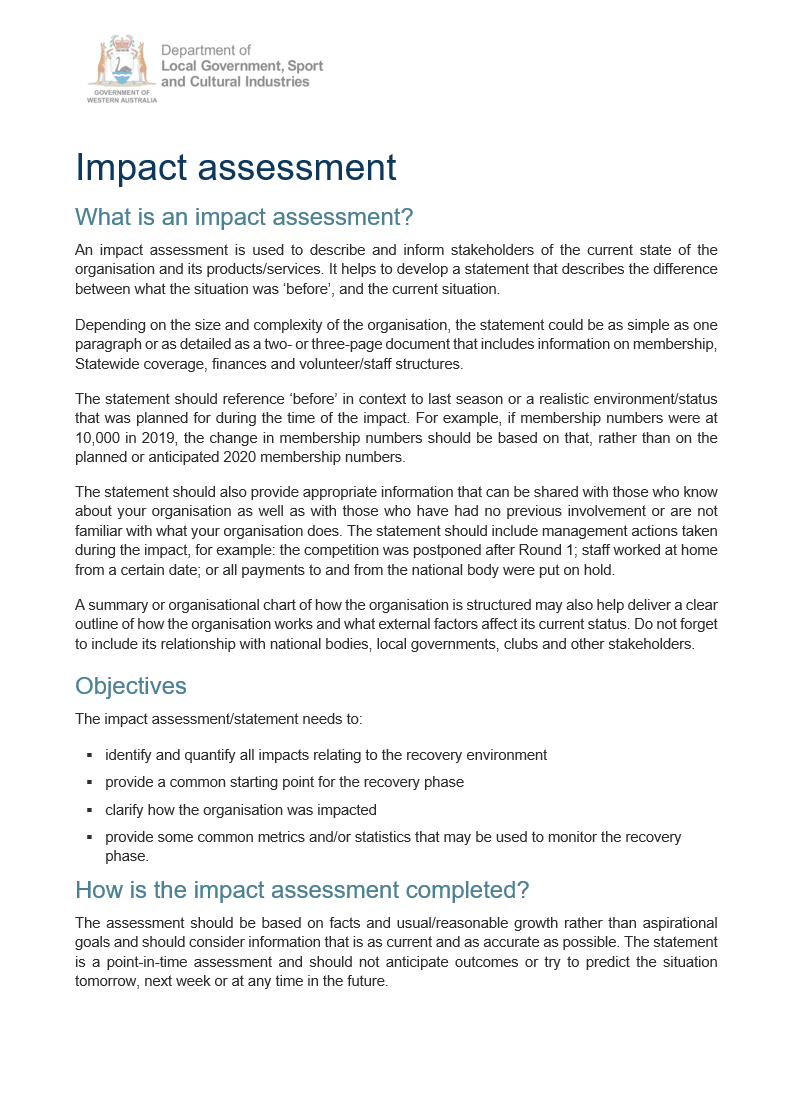 Impact assessment