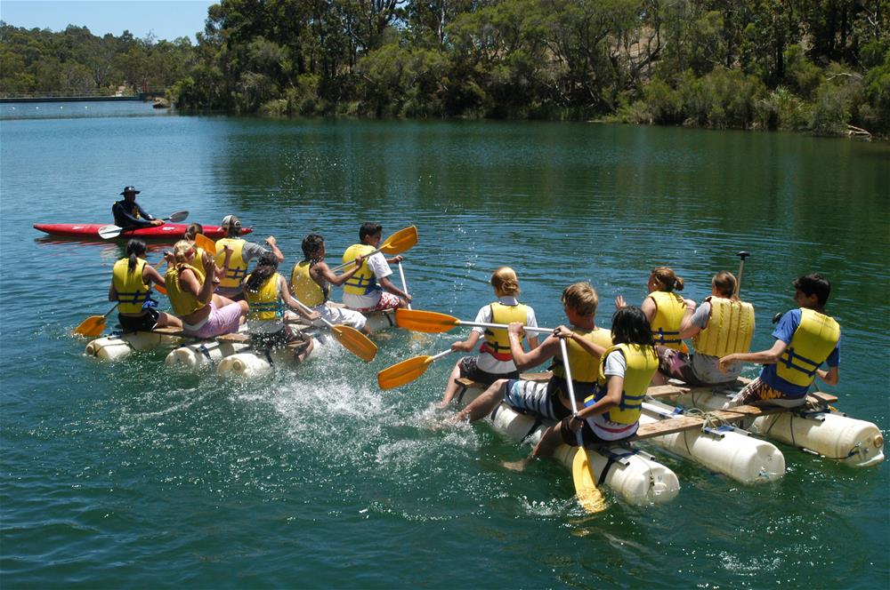 Raft making paddling