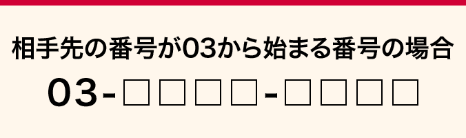 相手先の番号が03から始まる番号の場合 03-□□□□-□□□□