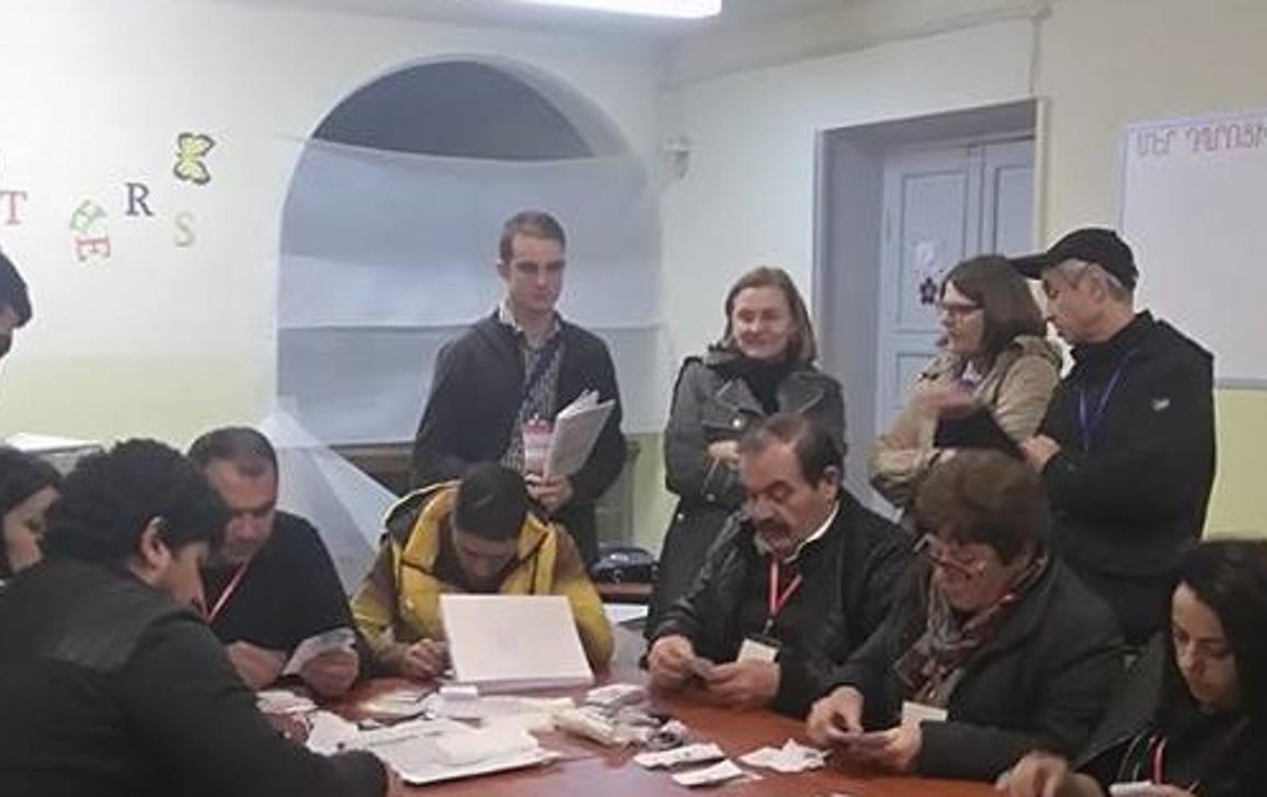 EU elections observers at the polling station