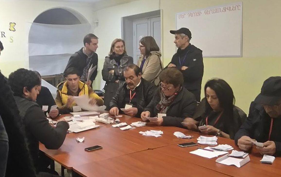 EU elections observers at the polling station