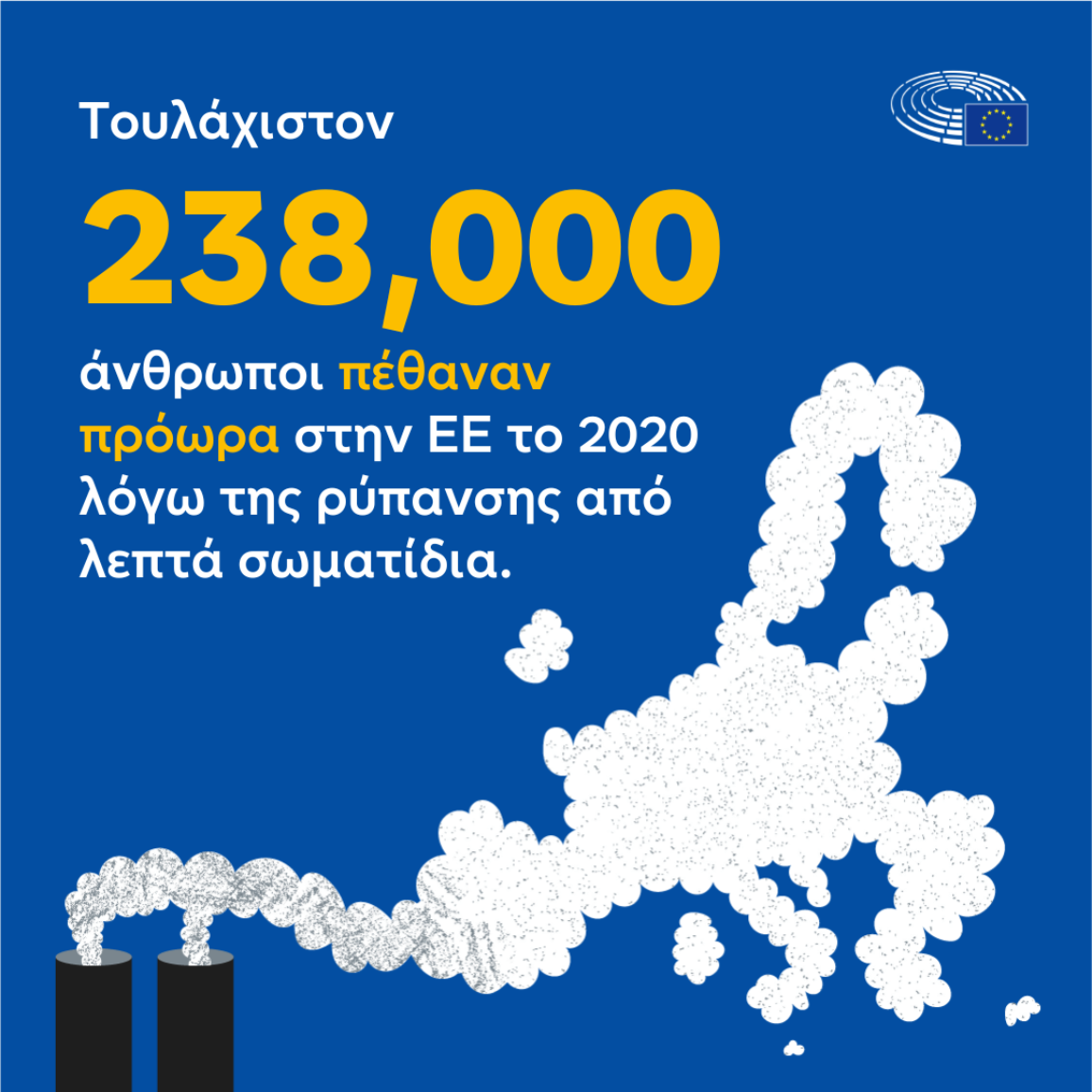 Τουλάχιστον 238.000 άνθρωποι πέθαναν πρόωρα στην ΕΕ το 2020 λόγω της ρύπανσης από λεπτά σωματίδια