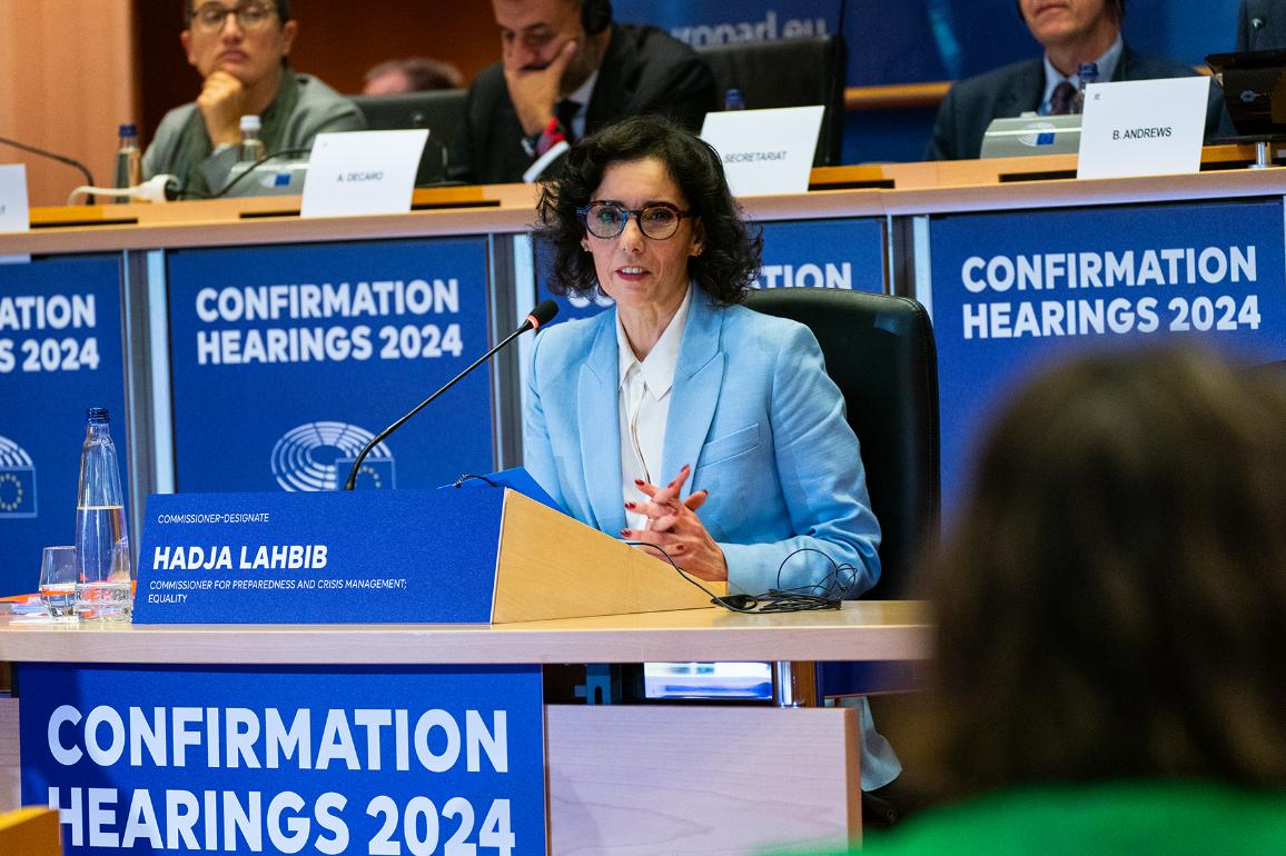 Hearing of designate commissioner Hadja Lahbib, Belgium, in the European Parliament in Brussels on the 06 November 2024