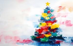 Colorful painting of a Christmas tree