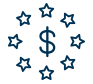 money symbol with stars sorrounding it