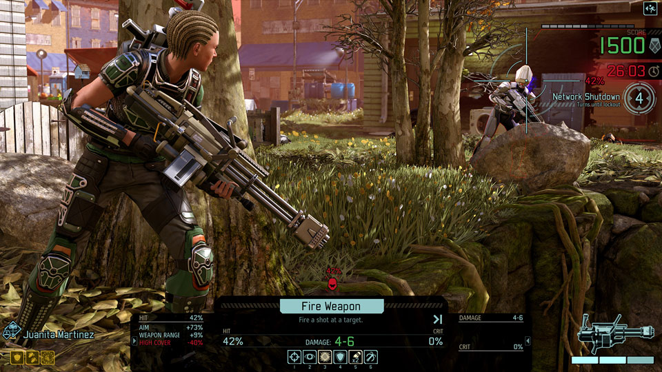 An XCOM Grenadier and an ADVENT Priest lock eyes.