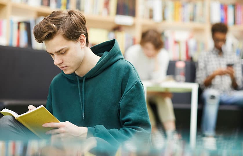 Students in library