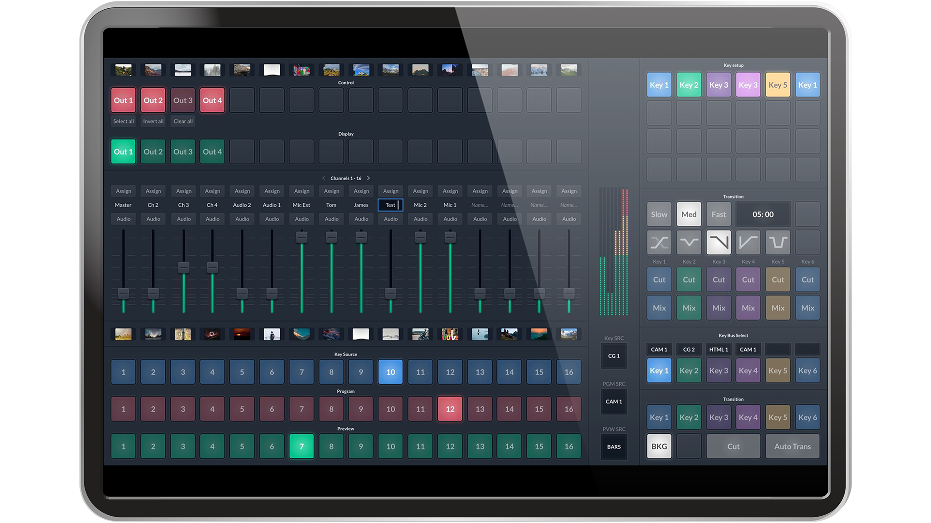 GV AMPP Master Control UI on Tablet