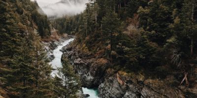 A river flowing in a creek