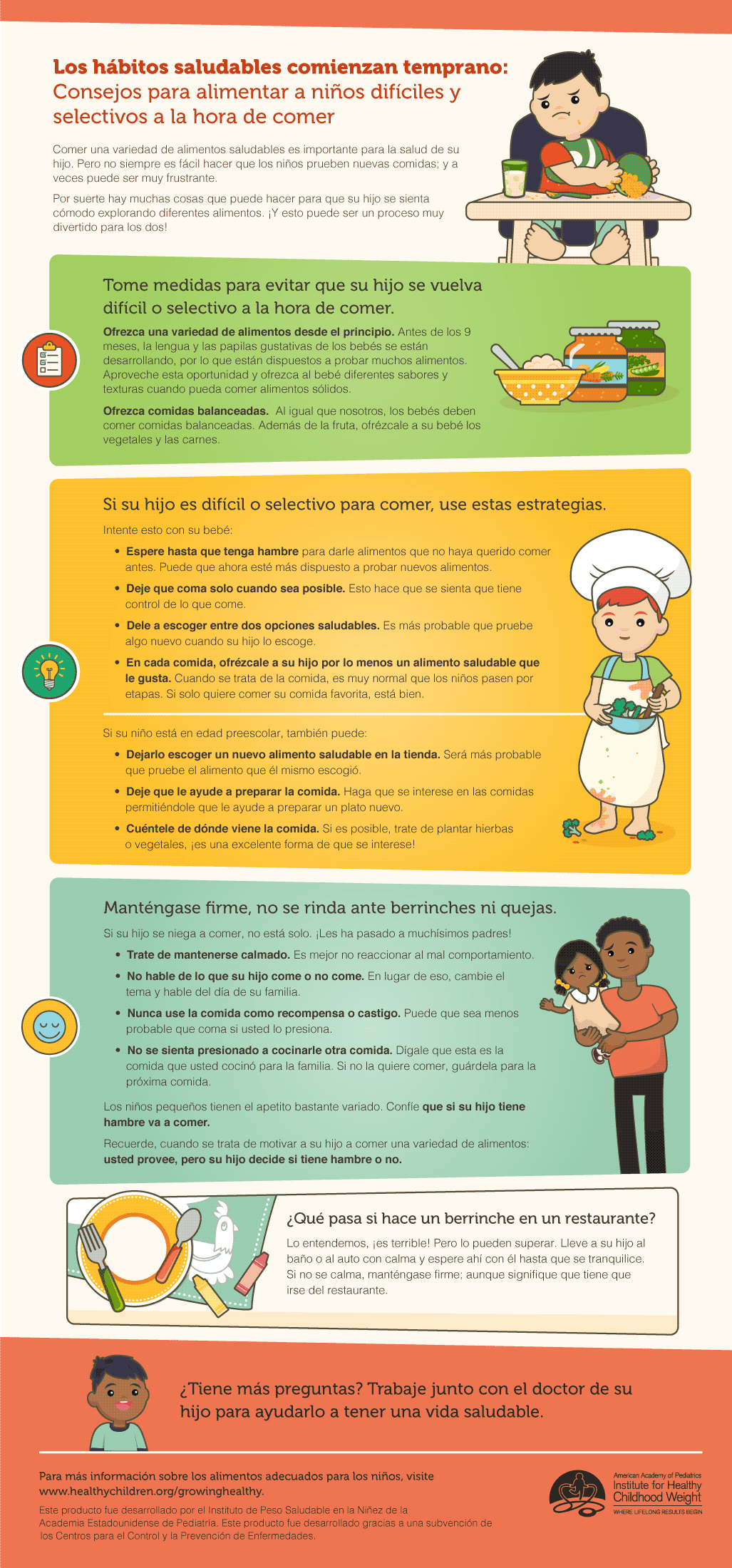 Gráfico con consejos para niños selectivos a la hora de comer.