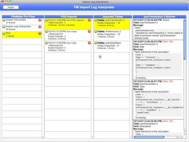 Import Log Interpreter for FileMaker Pro