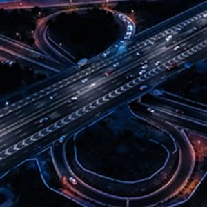 Busy highway at night