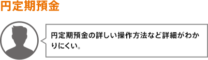 円定期預金の詳しい操作方法など詳細がわかりにくい。