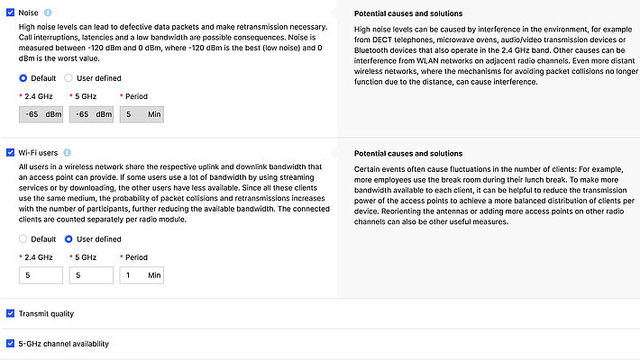 Screenshot: Suggested solutions of LMC WLAN anomaly detection