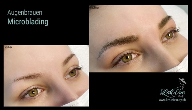 Augenbrauen-PowderBrows Vorher Nachher Bild MICRONEEDLING PERMANENT MAKE UP MICROBLADING THUN BERN