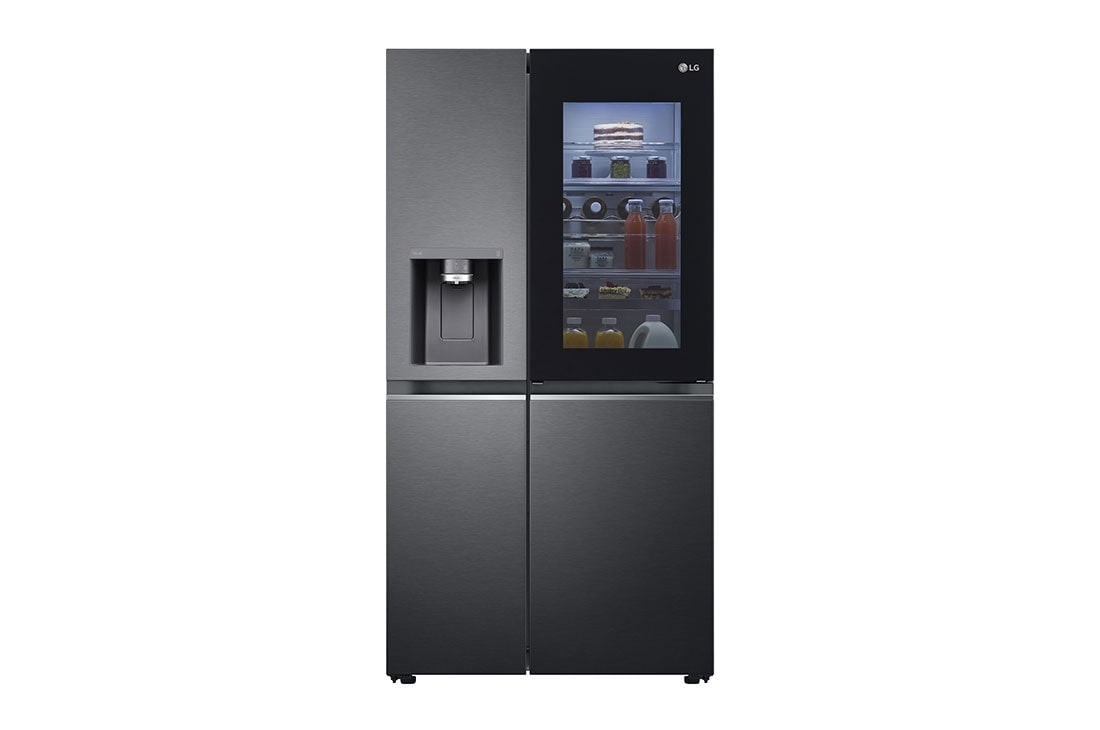 LG 635L capacité | InstaView™ Door-in-Door™ | DoorCooling+™ | Distributeur d'eau et de glaçons avec UVnano™ | Craft Ice™ | Total No Frost | Compresseur Linéare Inverter , vue de face de la lumière sur les aliments, GSXV90MCDE