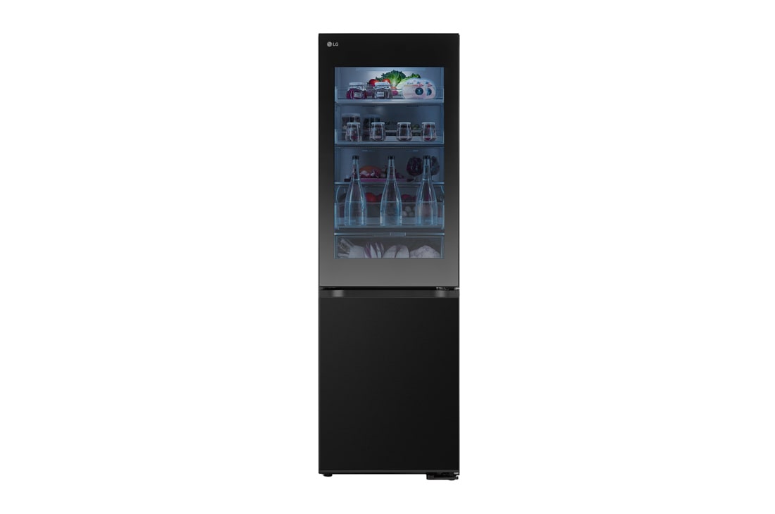 LG InstaView™ хладилник c долна камера, DoorCooling<sup>+</sup>™ и ThinQ™ технология, 349L капацитет, Изглед отпред, GBG5160CEV