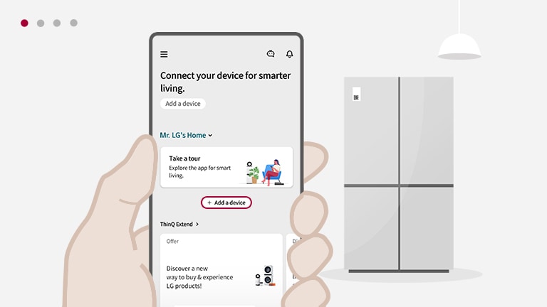 El vídeo muestra el progreso del registro del producto para ThinQ escaneando el código QR.