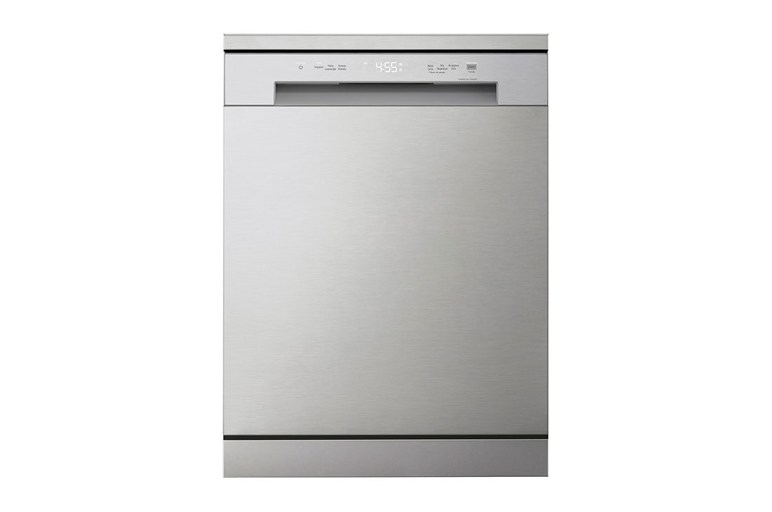 LG QuadWash™ Dishwasher, 14 Place Settings, EasyRack™ Plus, Inverter Direct Drive, Platinum Silver color, Front view, DFC612FV