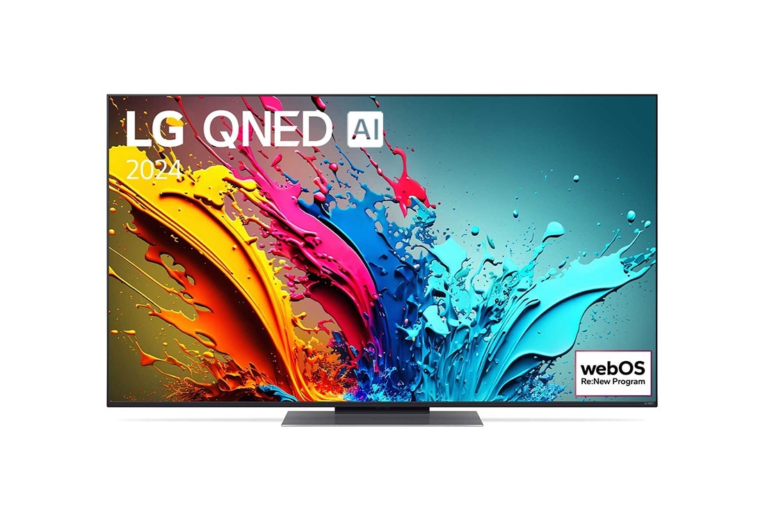 LG 65-tolline LG QNED AI 4K nuti TV QNED87 WebOS24 2024, Front view, 65QNED87T3B