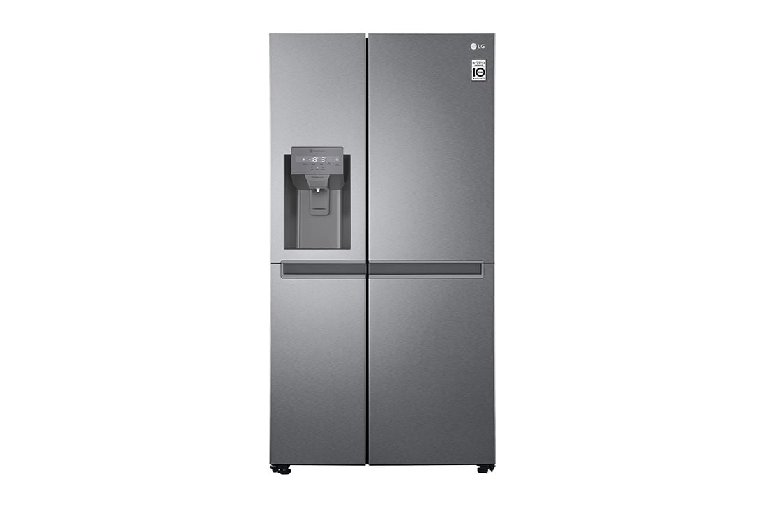 LG Side by side ledusskapis |635L | augstums 1.79m | platums 91.3cm | Tumši pelēks |F klase| WiFi | DoorCooling | Total No Frost | GSLV31DSXM, Front view, GSLV31DSXM