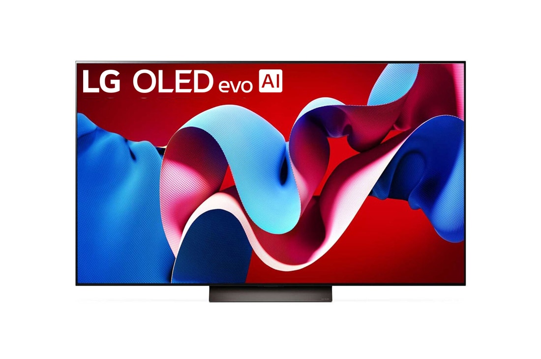 LG Телевизор Smart TV OLED evo AI C4 4K 65'' LG OLED65C4, Вид спереди на телевизор LG OLED evo, OLED C4, logo эмблемы «OLED №1 в мире в течение 11 лет» и logo программы webOS Re:New Program на экране, а также звуковую панель снизу, OLED65C4RLA