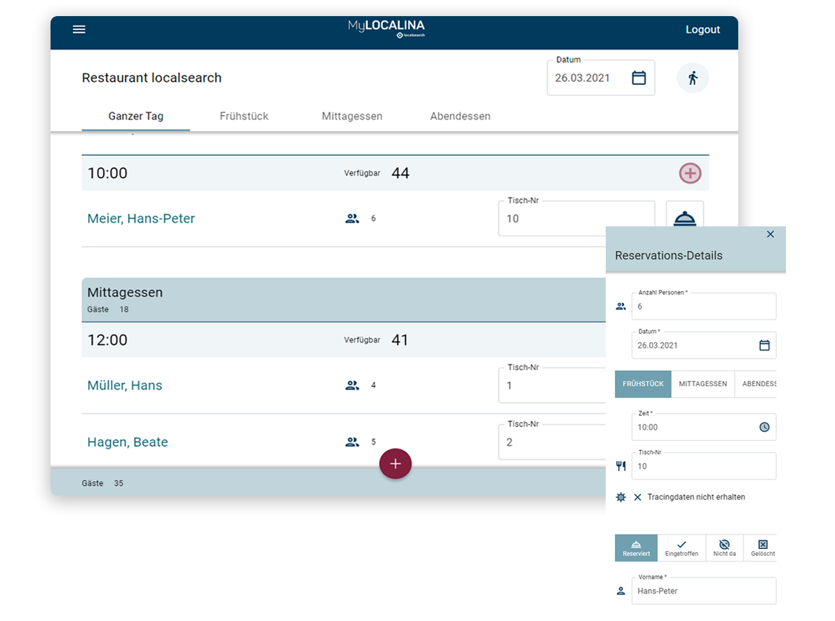 MyLOCALINA Free die Buchungslösung für Restaurant