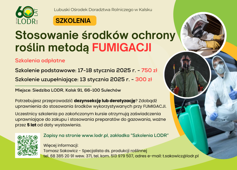 Szkolenie - Stosowanie środków ochrony roślin metodą fumigacji