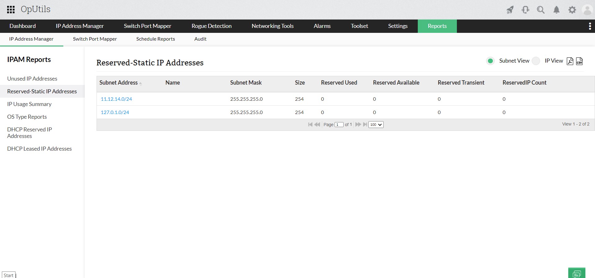 IP Scanning Software - ManageEngine OpUtils