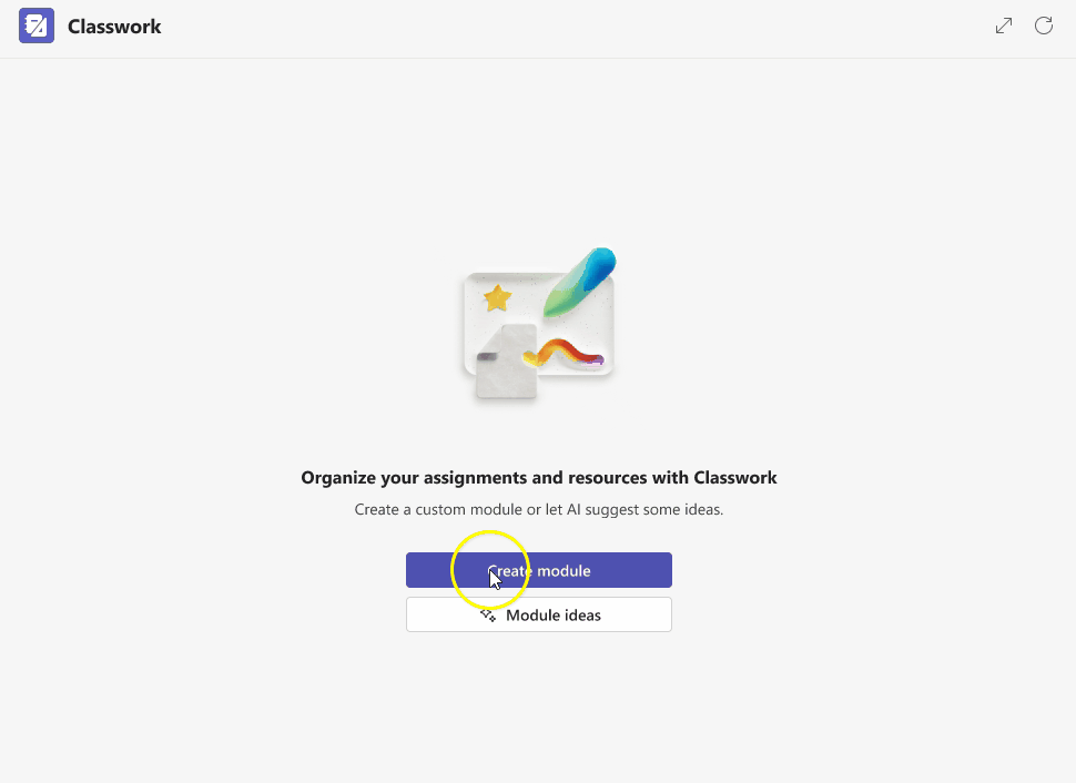 AI module generation in the Classwork feature in Teams.