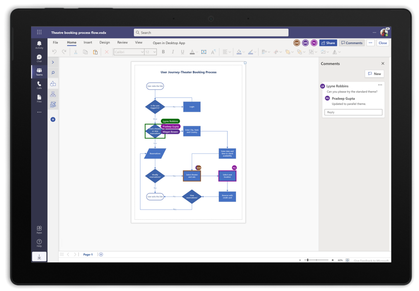 Visio process diagram in Microsoft Teams