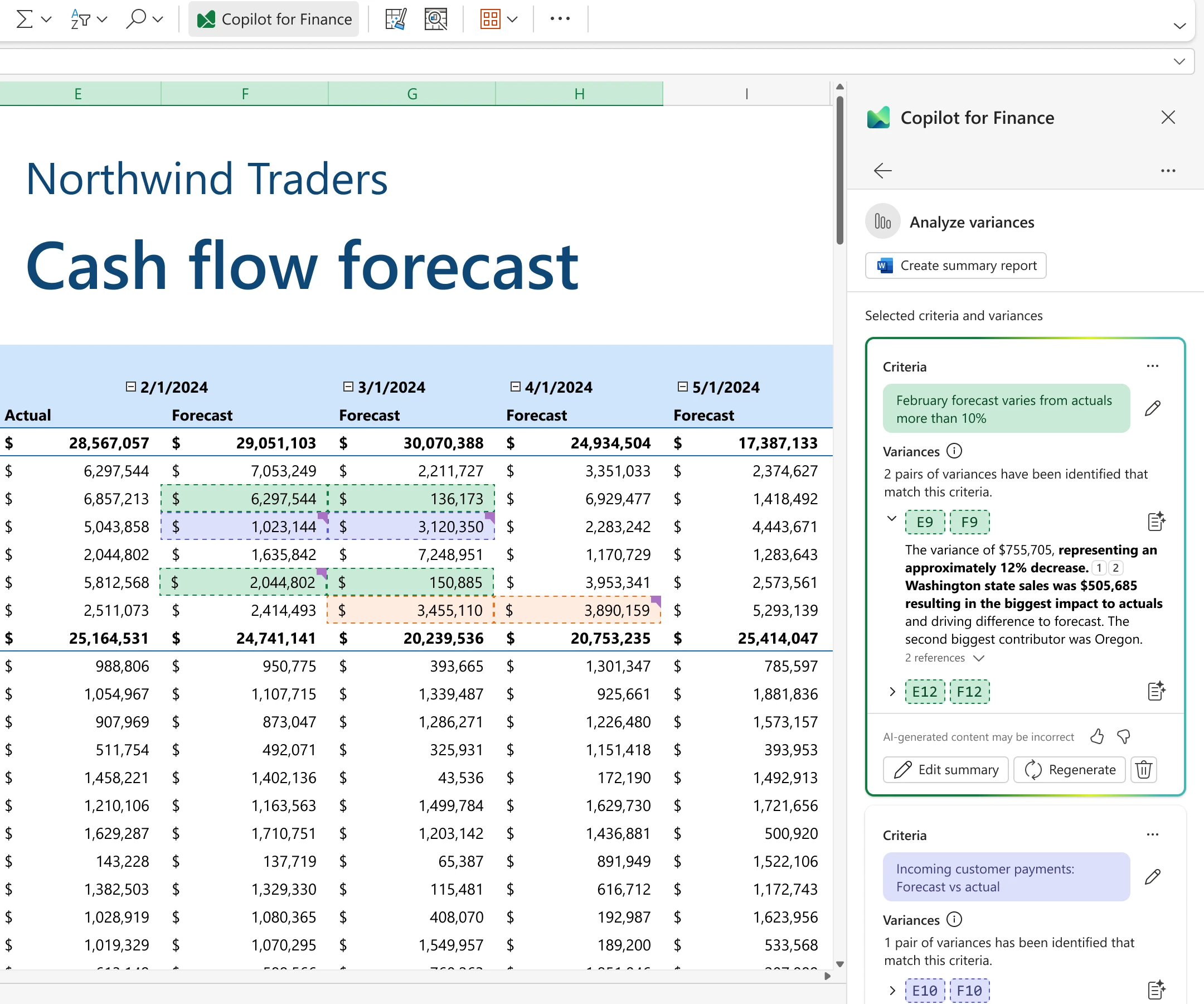 Copilot for Finance Reconciliation Report