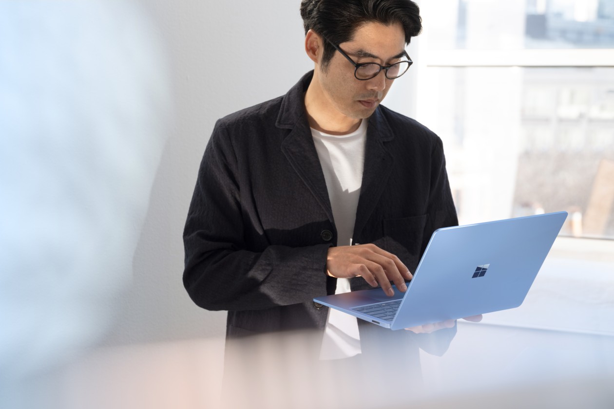 Man using computer.