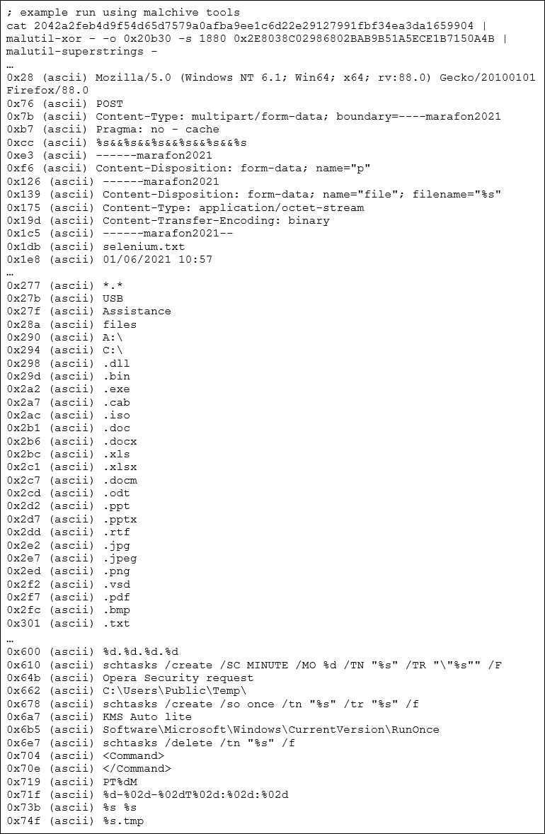 Screenshot of applying the multibyte XOR key over the entire encrypted data space