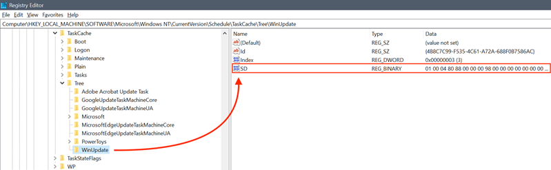 Screen grab of the deletion of a registry value in registry editor