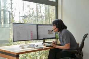 Security practitioner checking security posture while working from home.