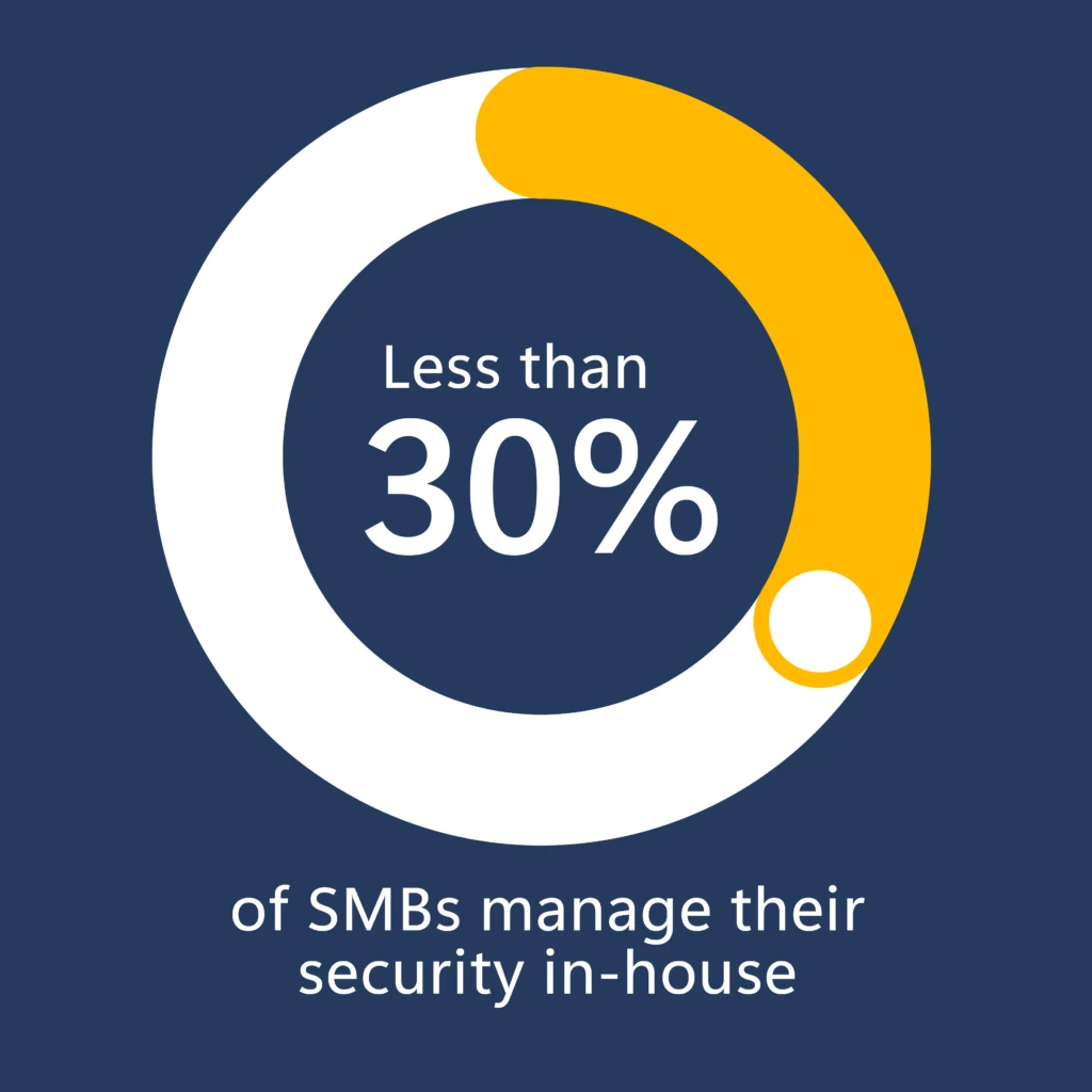 Graphic of Less than 30% of SMBs manage their security in-house