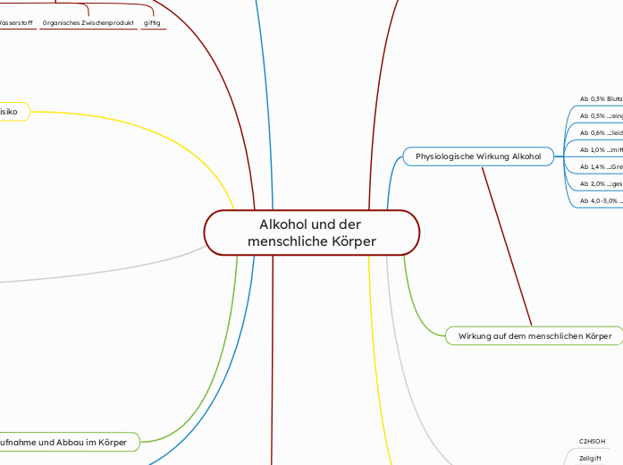 Mindmap: Alkohol und der menschliche Körper