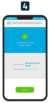 Compra exitosa de Roaming Prepago Internacional