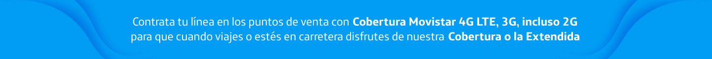 Contrata tu línea en los puntos de venta con Cobertura Movistar 4G LTE, 3G, incluso 2G para que cuando viajes o estés en carretera disfrutes de nuestra Cobertura o la Extendida