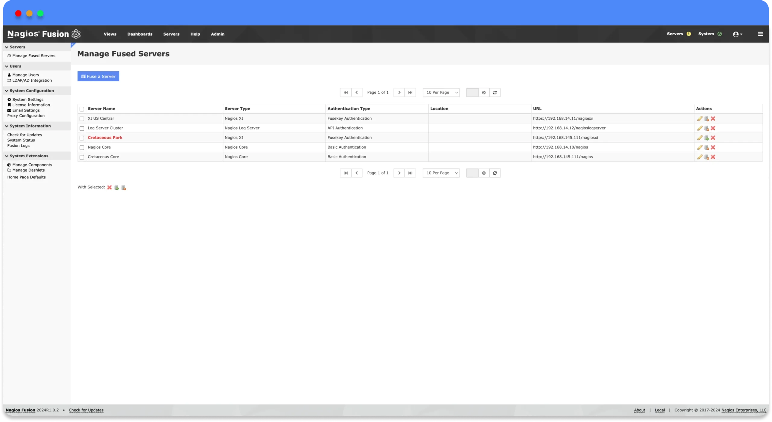 Users have quick access to XI servers while maintaining an overall view of network health.