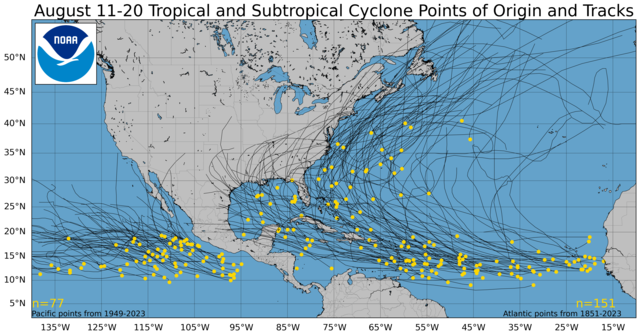  August 11-20 Tropical Cyclone Genesis Climatology