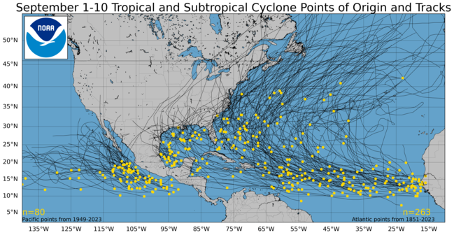  September 1-10 Tropical Cyclone Genesis Climatology