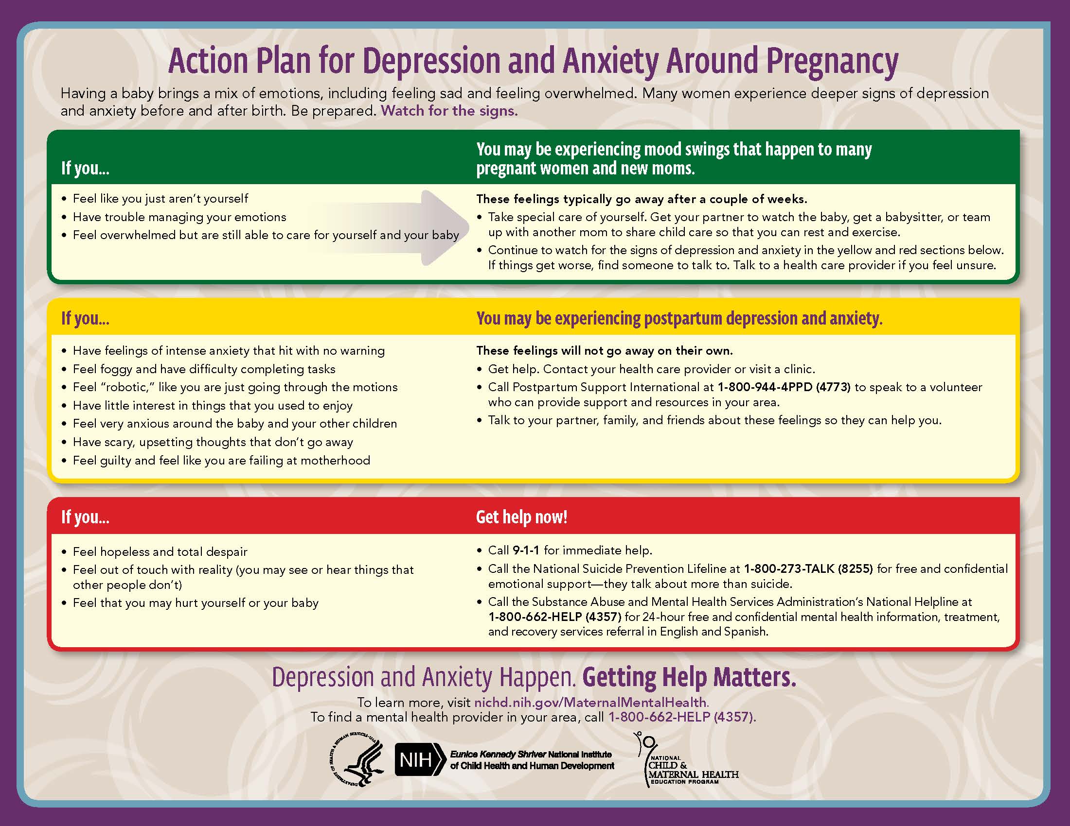 Moms' Mental Health Matters Action Plan Tear Pad