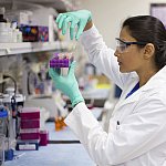 Female researcher in the laboratory.