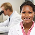 Smiling female researcher.